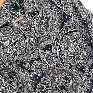 Lauren Ralph Lauren Womens‎ L Paisley Non-Iron Shirt Preppy Career Office Blouse